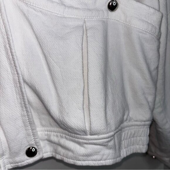 Blank NYC Women’s Medium White Cropped Jacket Full Zip Snaps Pockets Y2K Summer - Picture 14 of 16
